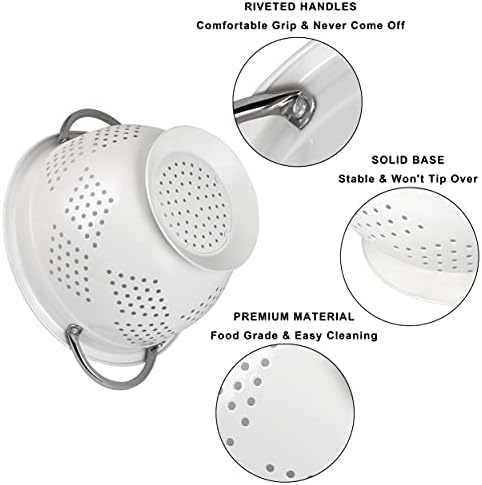 Colander Set for Kitchen, 1.5, 3, 5 Qt Food Strainers and Colanders