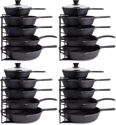 Cuisinel 5-Tier Pan Organizer for Cast Iron Skillets Griddles, Black 12.2" (Pack of 4)