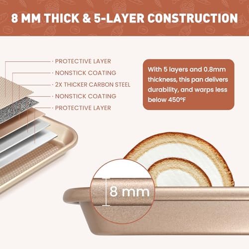 Heavy Duty Baking Sheet with Wire Rack Set, Thickened Carbon Steel pan 17.5"x11.8" with Cooling Rack, Nonstick Baking Pan Warp Resistant, 50 Parchment Sheets for Baking Cookie, Roasting Veggie & Bacon