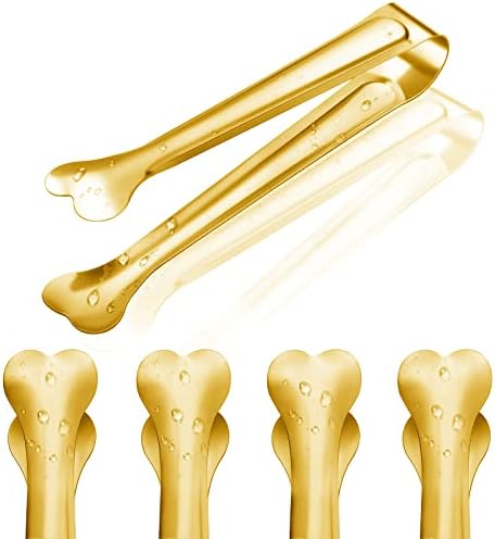 18 Pack Premium Small Serving Tongs, Mini Stainless Steel Appetizer Tongs 4.33Inch Gold