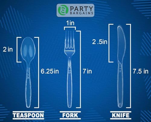 Party Bargains Disposable Cutlery Set [Sapphire] - [120 Count] Clear Heavy Duty & Solid Disposable Silverware Utensils Set, Perfect for Weddings, Buffets, Luncheons