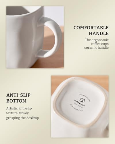 famiware Coffee Mugs Set of 4, Ocean Square 13oz Coffee Cup Set with Handle