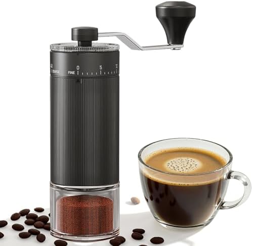 CEVING Mini Manual Coffee Grinder With 40 Adjustable Settings, Black