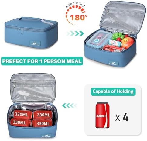 NOL Insulated Lunch Bag for Adults –Compact Cooler Lunch Box with Food-Grade Lining, Waterproof Lunch Bag for Work, Travel | Portable Thermal Meal Tote with Handle,Dusty blue