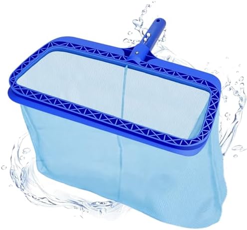 Pool Skimmer Net, Professional Swimming Pool Leaf Skimmer with Heavy Duty Frame, Fine Nylon Flat Mesh for Fast Debris Cleaning, for Above Ground & In-Ground Pools
