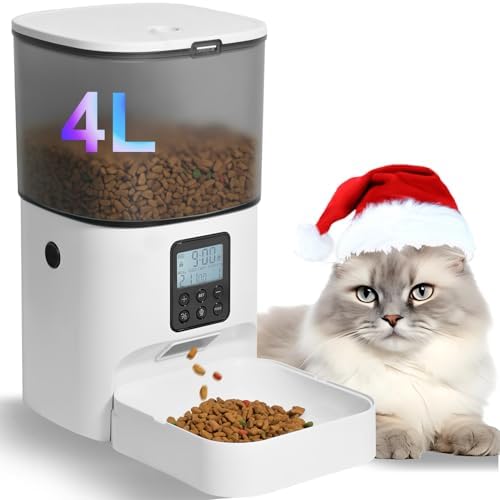 ANDOLL HOME Automatic Cat Feeder, 4L Cat Food Dispenser with 10s Voice Recorder, Pet Feeder up to 8 Meals per Day, Timed Feeder with Dry Food Sealed Ring