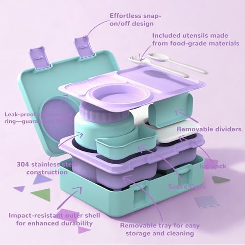 Kids Bento Box with Food Jar, Water Bottle, Lunch Bag, Gradient