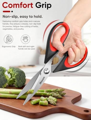 iBayam Kitchen Scissors Shears All Purpose Heavy Duty, Protective Sheath (Pack of 2)
