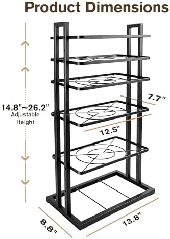 HULISEN Pots and Pans Organizer Under Cabinet, Adjustable 6-Tier Pot Rack