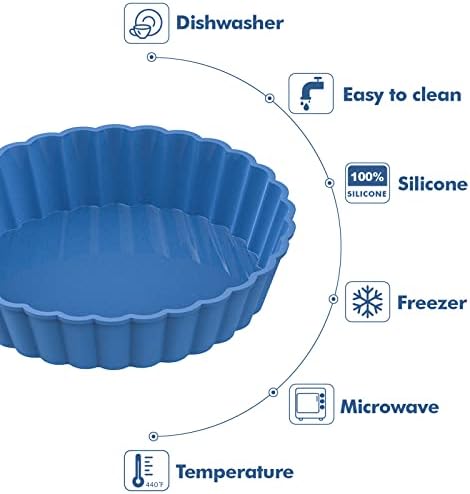 Webake 8 Pack Silicone Tart and Pie Molds, 5 Inches Silicone Round Mold Individual Small Fluted Cake Pans Mini Quiche Tart Pans for Baking