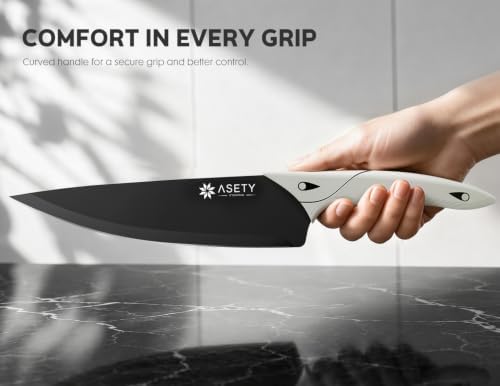 ASETY Kitchen Knife Set with Block 15 PCS, Dishwasher Safe Kitchen Knives