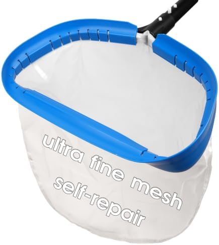 TidyMister 14'' Ultra Fine Mesh Pool Skimmer Net Rake for Sand Silt Pollen Debris - Super Extra Fine Nylon Cleaning Pool Net for Above Ground & In-ground Swimming Pools