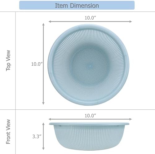 EIKS 3 Pack Plastic Colander Baskets Mesh Sieve, 10-inch Diameter