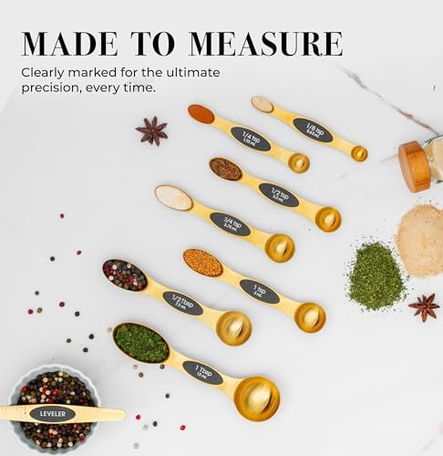 Styled Settings Magnetic Measuring Spoons Set, Gold