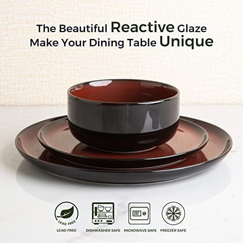 LERATIO Ceramic Plate Set of 6,8.5 Inch Reactive Glaze Salad Plates