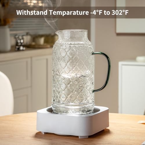 Buaic Glass Pitcher with Lid, 84 oz/2.5 Liter Vintage Water Pitcher