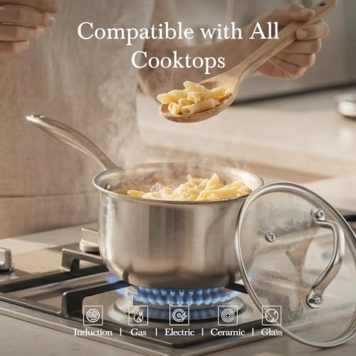 Tri-Ply Stainless Steel Pot 1.5Qt & 2.5Qt with Lids