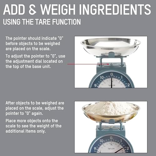 Taylor Mechanical Kitchen Weighing Food Scale with Bowl, Weighs up to 11lbs, Measures in Grams and Ounces, Food Scales for Kitchen, Storm Blue, Mini (Pack of 2)