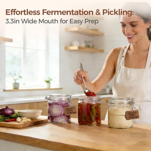 ComSaf 17 oz Overnight Oats Containers with Lids 6 Pack Wide Mouth
