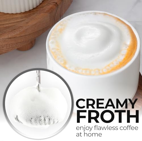 Zulay Kitchen Rechargeable Milk Frother Handheld - Frother Wand, Drink Mixer, Electric Whisk Frother, for Cappuccinos, Matcha & Protein Powder - Dynamic 3 Whisk, 3 Speed 500mAh Black