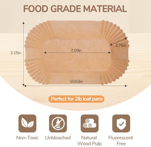 Loaf Pan Liners,2lb Loaf Pan Liners for Baking Bread 9x5, Loaf Pans Parchment Liners,300pcs Non-Stick Parchment Paper for Loaf Pans,Loaf Liners for Baking,Inner Dimensions are 7.5 x 3.5 inches