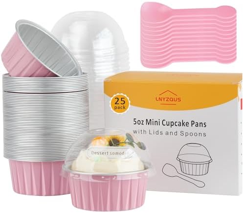 LNYZQUS 5oz Dot Cake Cups with Dome Lids, Cupcake Tins Mini Cake Pans