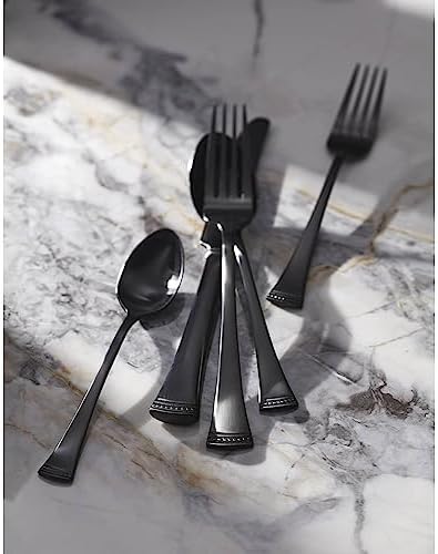 Lenox Portola Black Satin 20-Piece Silverware Set for 4, Flatware