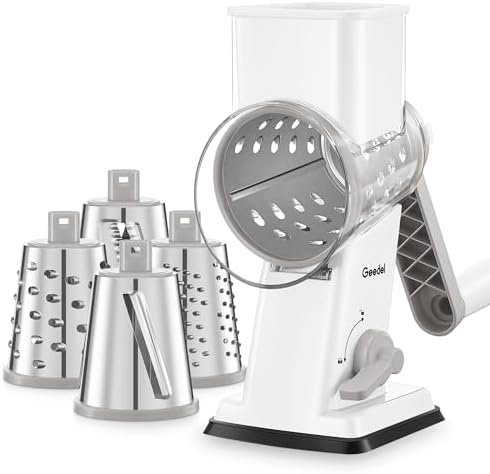 Geedel Upgraded Rotary Cheese Grater Hand Crank, Vegetable Shredder Slicer