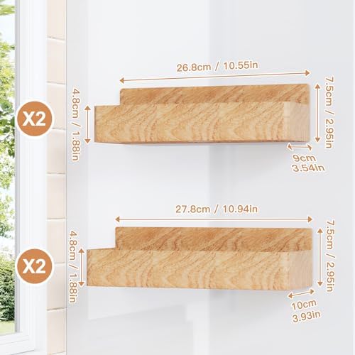 Mystozer Magnetic Spice Rack for Refrigerator Woodgrain, 4 Pack