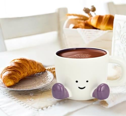 Coffee Mugs,Cute funny Mug For Women, 380ml Unique Ceramic Coffee Tea Cups, Office Mug Gift (violet)