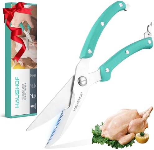 HAUSHOF 10" Poultry Shears, Stainless Steel Kitchen Scissors for Food