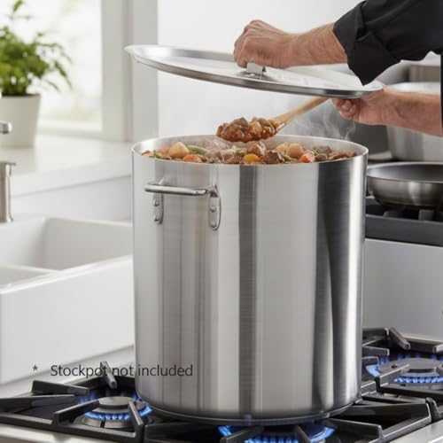 TrueCraftware- 60 qt. Aluminum Stock Pot Lid 16-3/4" x 1-1/4"-for Stockpots Soup Pots Stew Pots Commercial Cookware