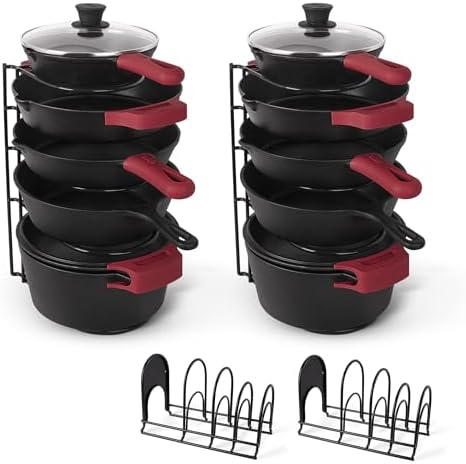 Cuisinel Pots and Pans Organizer for Cast Iron, 15" Skillet Rack, 2 Pack