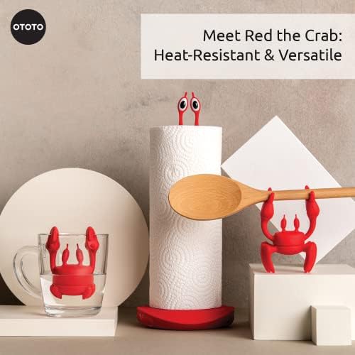 OTOTO 2 in 1 Silicone Spoon Rest & Steam Releaser - Large Spoon Holder for Stove Top - Unique and Useful Gift for Cooking - Heat Resistant Utensil Rest, Kitchen Gadgets, Red Gift (Red the Crab)