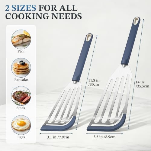 2Pcs Silicone Fish Spatula for Nonstick Cookware,Slotted Turner for Cooking