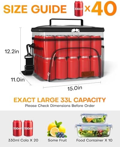 HOTOR Insulated Lunch Box Men Women Leak-Proof Cooler Lunch Bag 33L