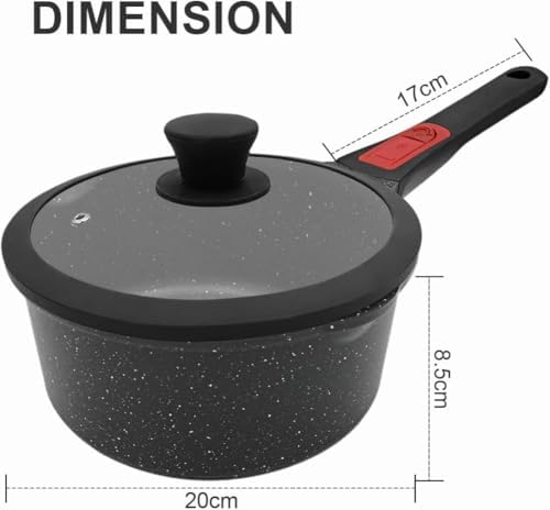 2.5 Qt Nonstick Sauce Pan with Lid, Sauce Pot with Pour Spout, Black
