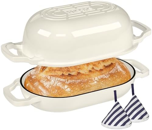 Wildone Enameled Cast Iron Dutch Oven Pot with Lid, Oval Bread Oven