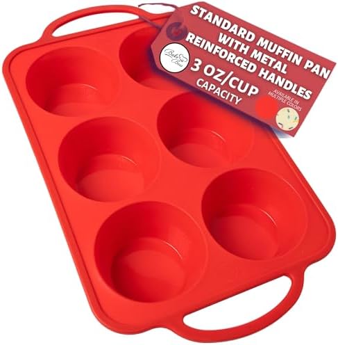 Silicone Muffin Pan, Regular Size 6 Cup Nonstick Cupcake Pan, BPA-Free
