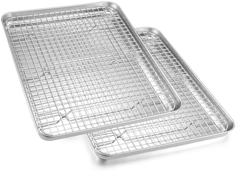 Homikit Baking Half Sheet with Rack Set (2 Pans+2 Cooling Racks), 18" x 13"