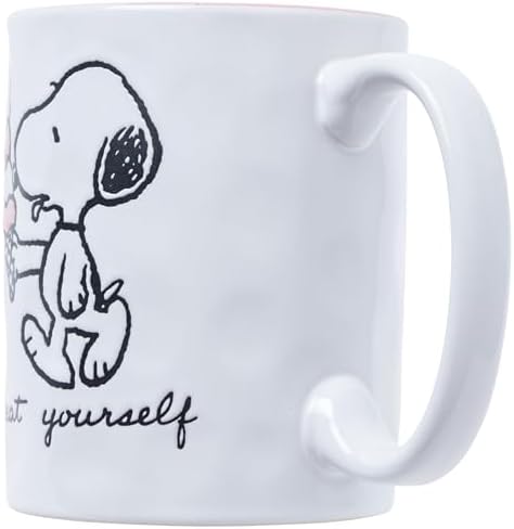 Silver Buffalo Peanuts Snoopy Beach, Wax Resist Ceramic Pottery Mug, 17oz