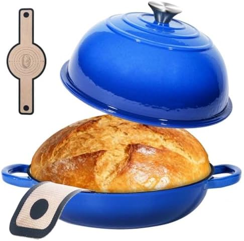 Mini Double Dutch Oven For Sourdough Bread Baking, 5QT Enameled Cast Iron