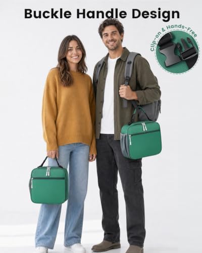 Insulated Lunch Box for Men Small, Green Mens Lunch Bag with Strap