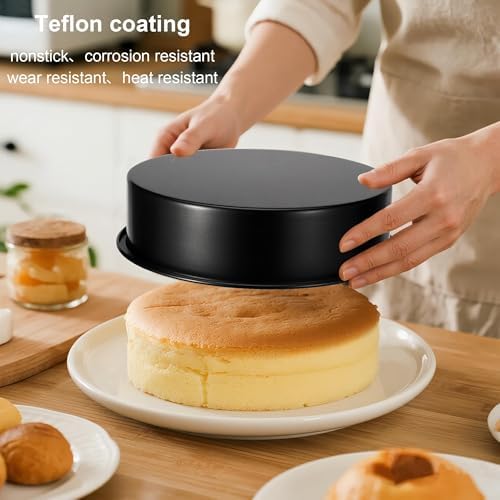 10 Inch Cake Pan, 2PCS Nonstick Round Cake Pans with 60PCS Parchment Paper