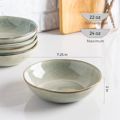 AmorArc Ceramic Cereal Bowls Set of 6, 24 oz Handmade Stoneware Bowls Set for Cereal Soup Salad, Stylish Kitchen bowls for Meal, Dishwasher & Microwave Safe, Reactive Glaze