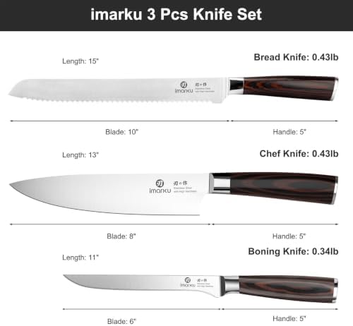 imarku 3 Piece Knife Set, Japanese High Carbon Stainless Steel Chef Knife