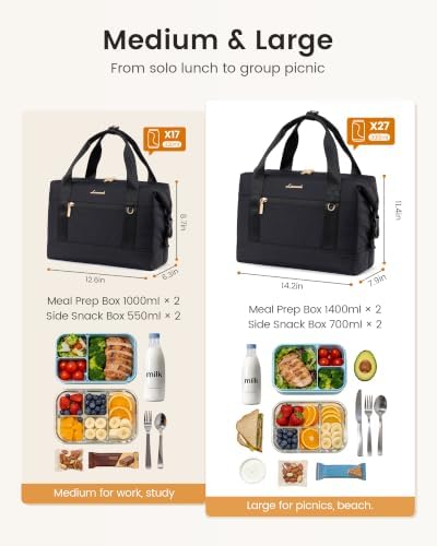 LOVEVOOK Insulated Lunch Box for Women Men, Expandable Leakproof Tote