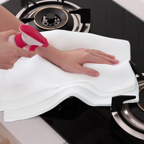 Homaxy 100% Cotton Oversized Waffle Weave Kitchen Towels 6-Pack, White