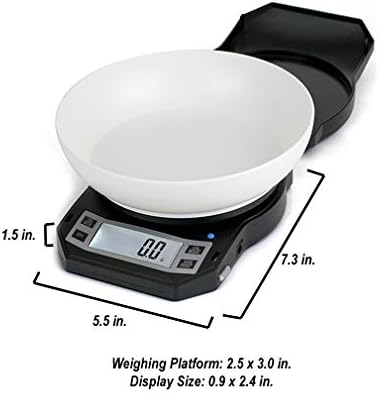 American Weigh Scales Precision Digital Kitchen Weight Scale, Food Measuring Scale with Bowl 3kg x 0.1g (Black), LB-3000