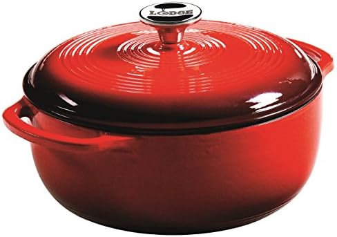 Lodge Essential Enamel Cast Iron Dutch Oven, 4.5 Quart, Island Spice Red